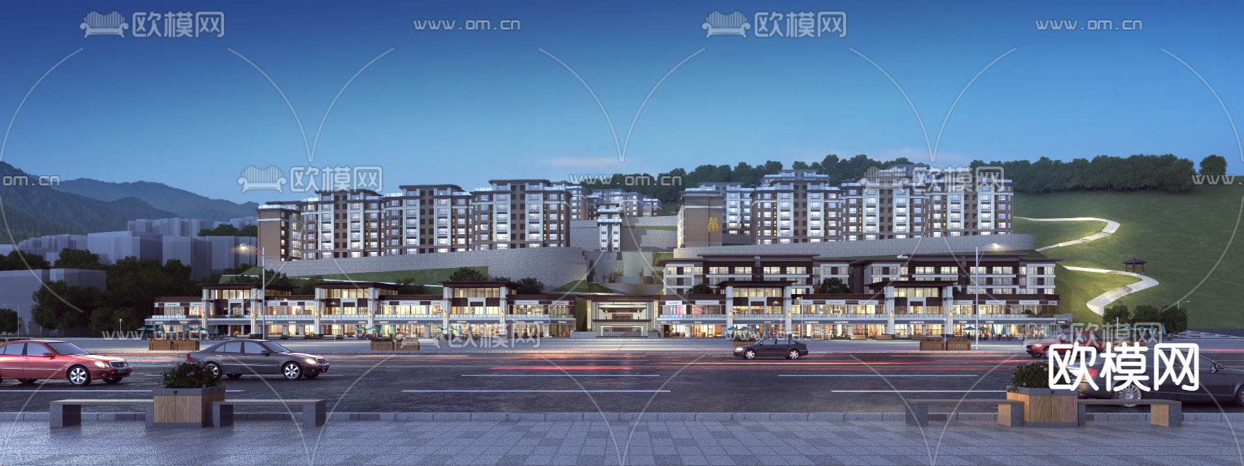 欧式小区住宅建筑外观3d模型下载