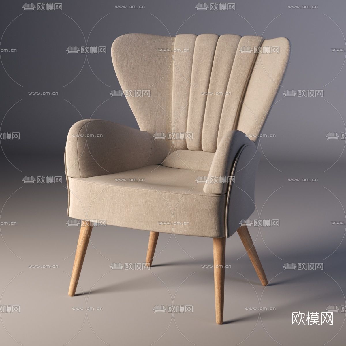 北欧布艺单椅免费3d模型下载