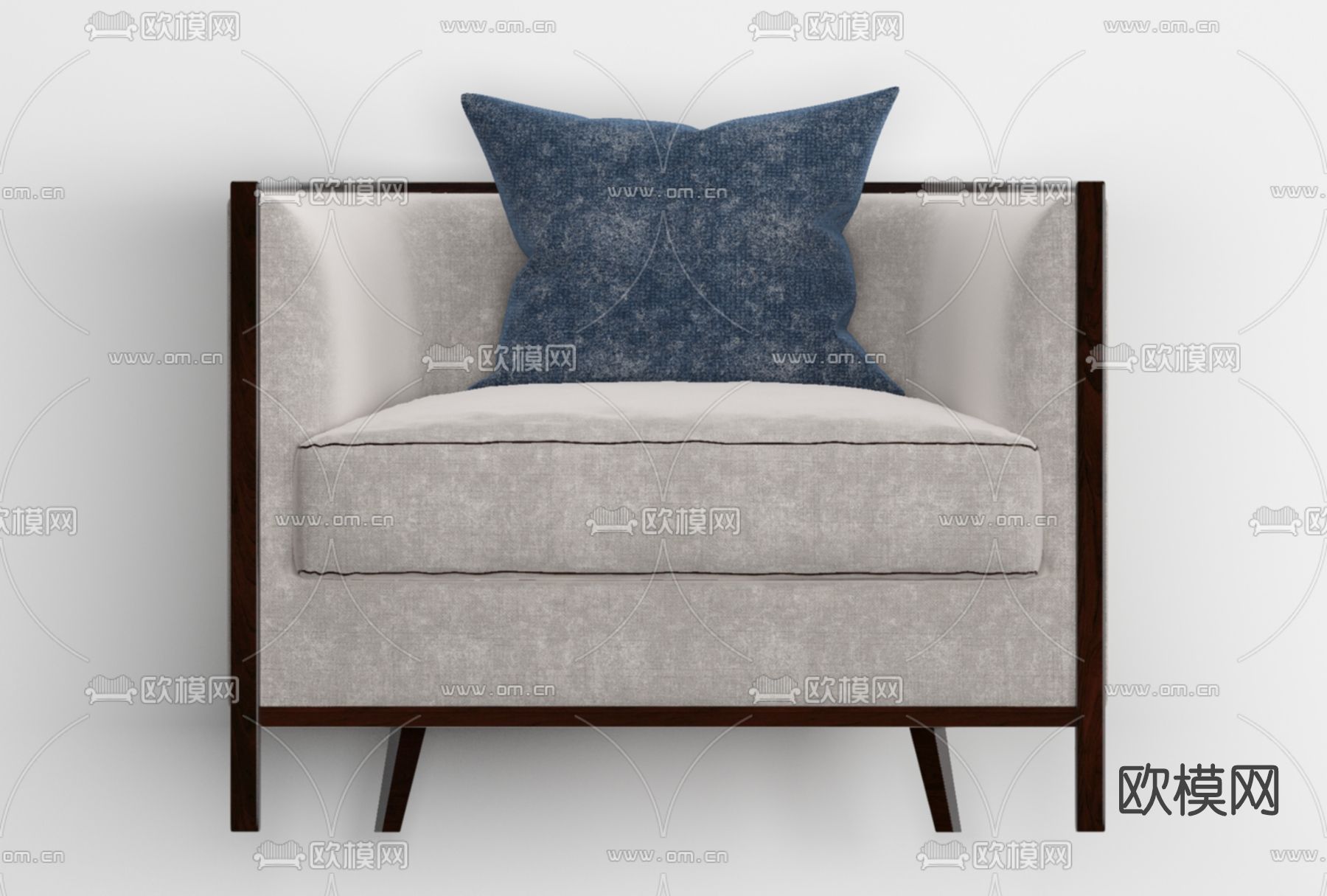 新中式布艺单人沙发免费3d模型下载