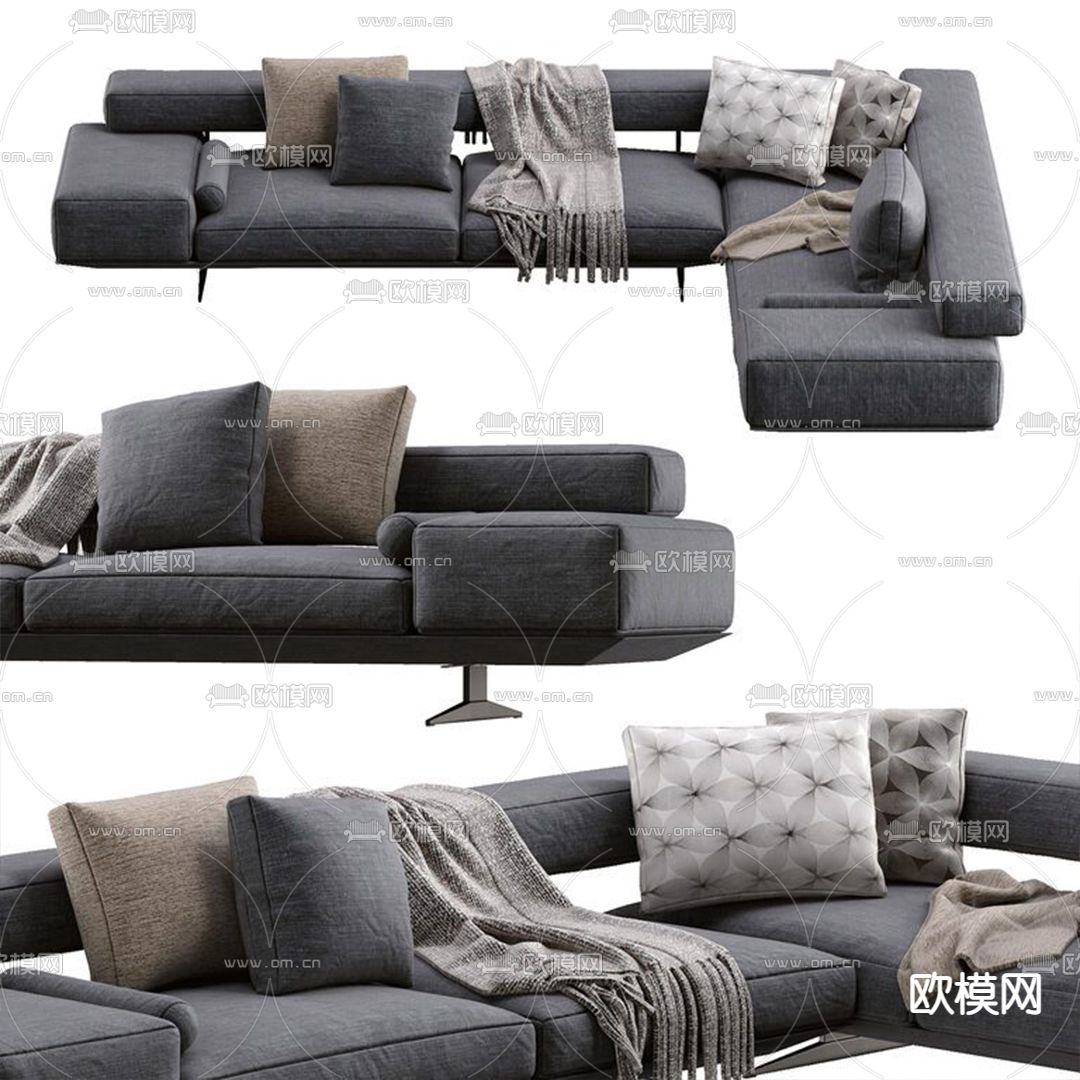FLEXFORM 布艺转角沙发3d模型下载（渲染图2）