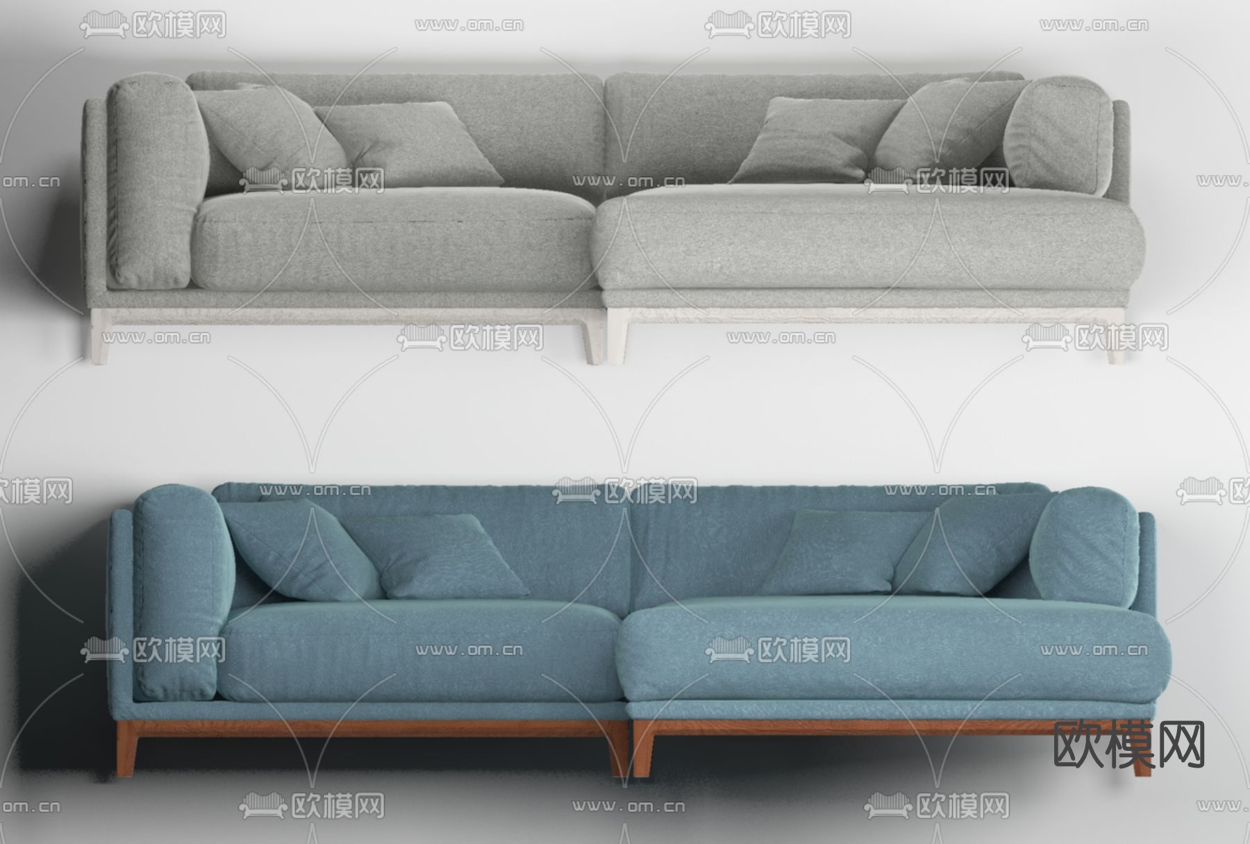 现代布艺转角沙发免费3d模型下载