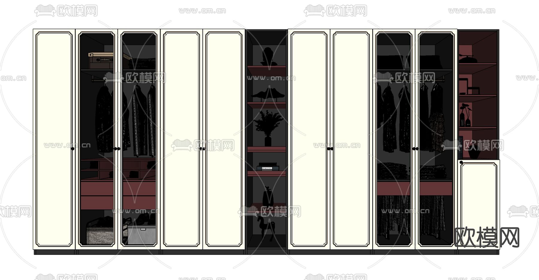 新中式衣柜su模型下载（渲染图2）