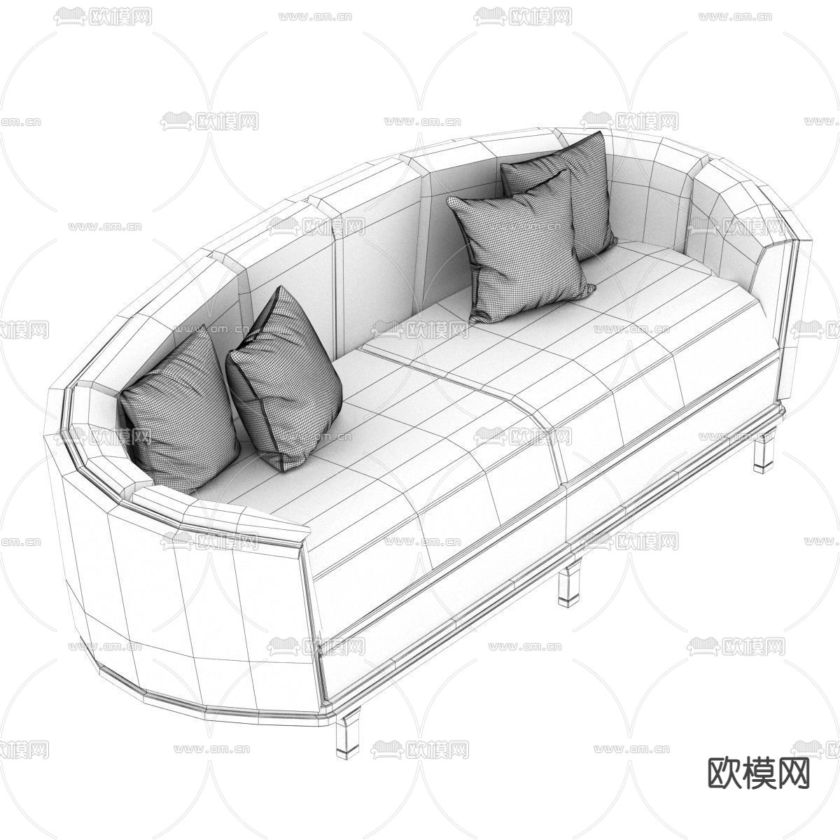 现代布艺双人沙发3d模型