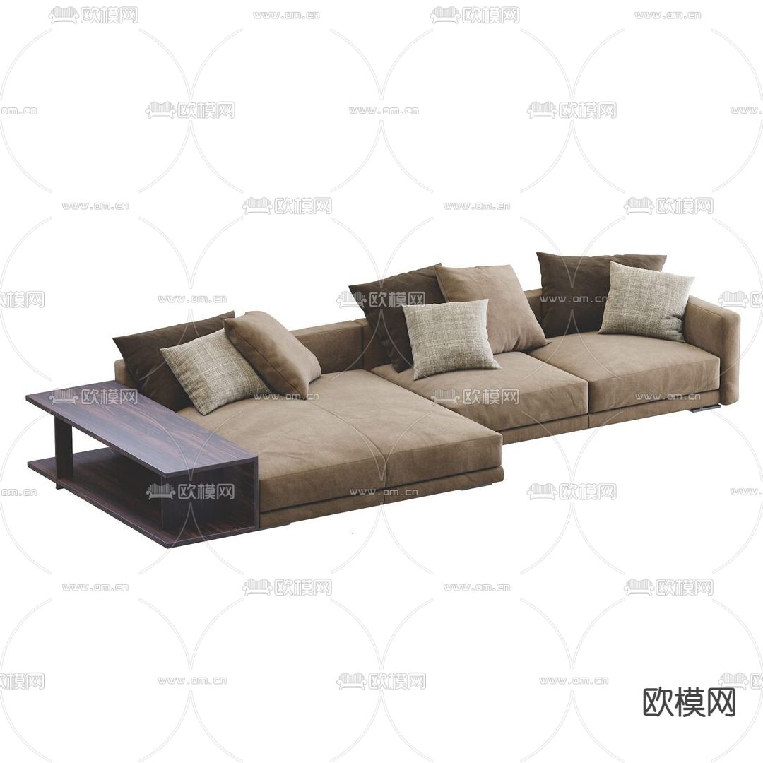 现代布艺转角沙发3d模型