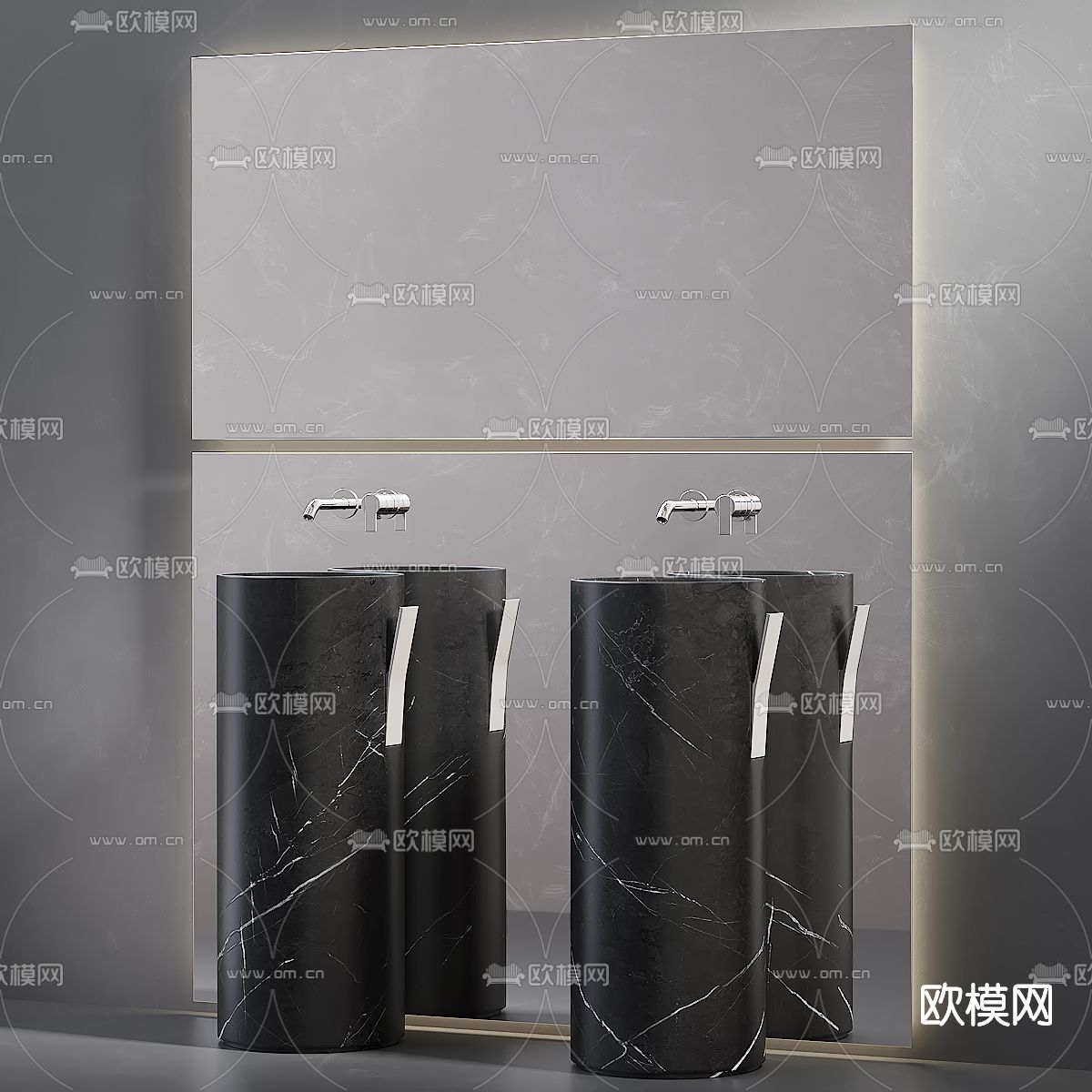 现代立柱洗手盆3d模型