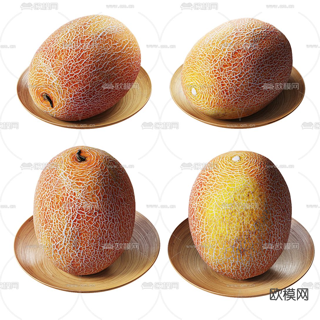 现代哈密瓜水果3d模型