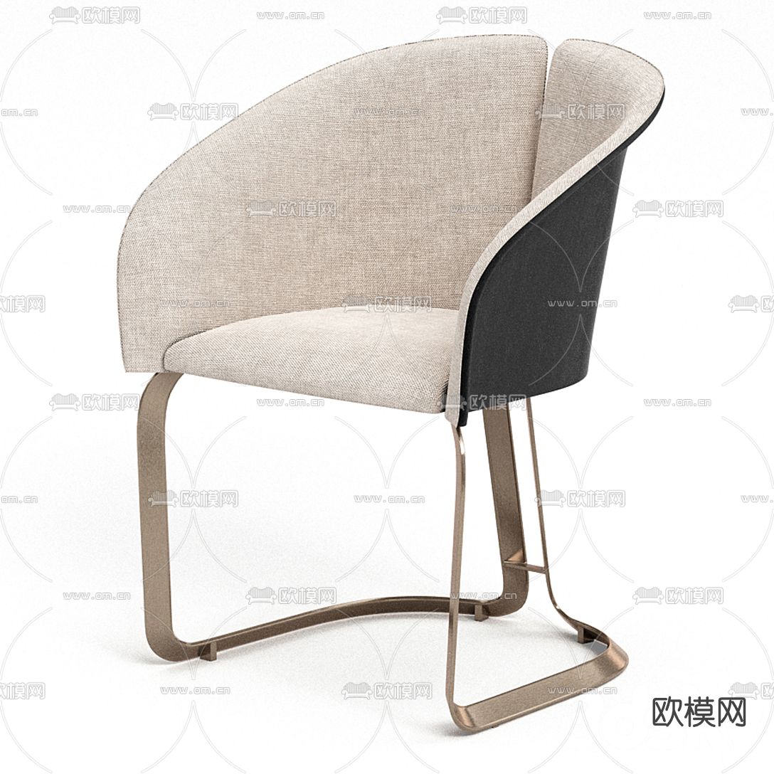 现代圆形餐桌椅3d模型下载（渲染图3）