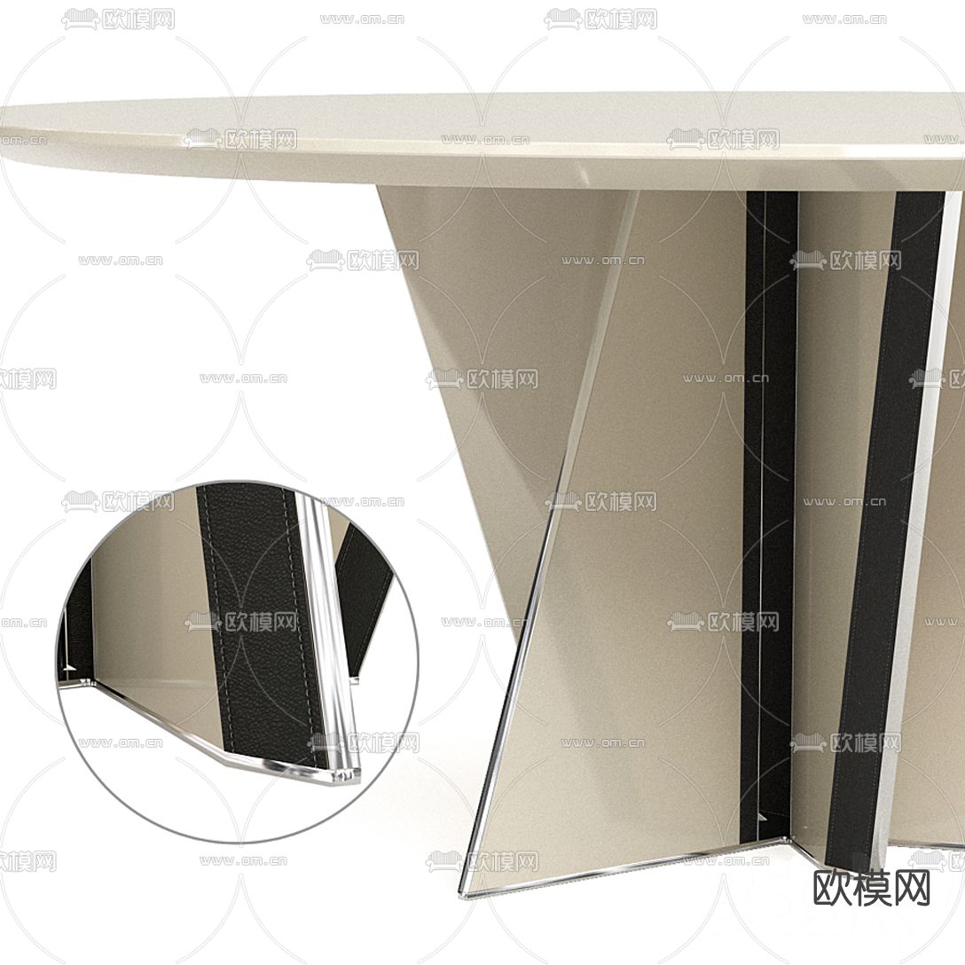 现代圆形餐桌椅3d模型下载（渲染图4）