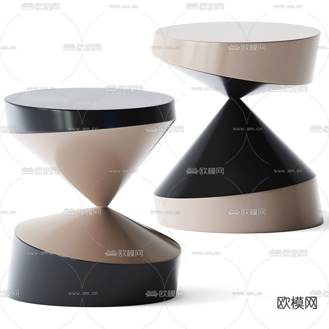 现代边几圆几3d模型