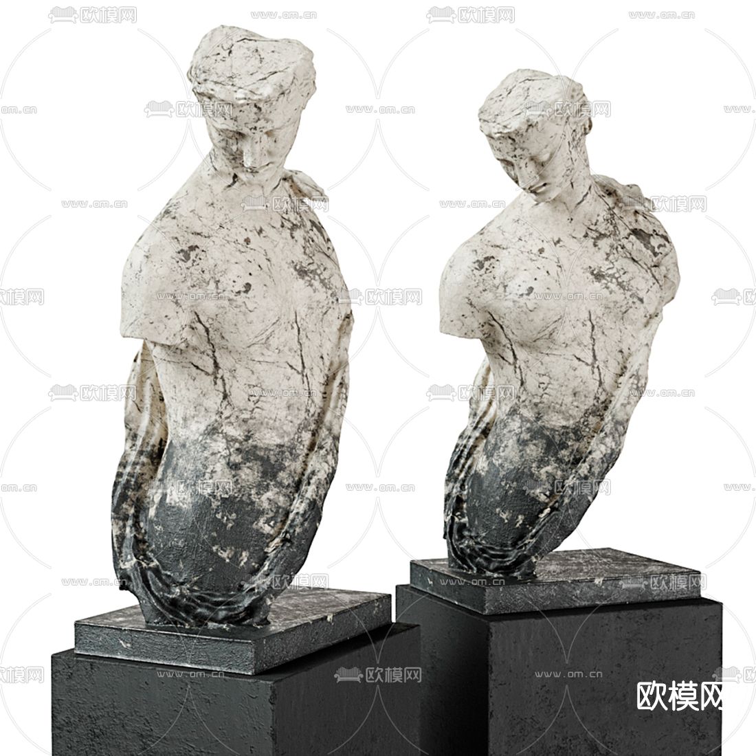 现代断臂人物雕塑3d模型