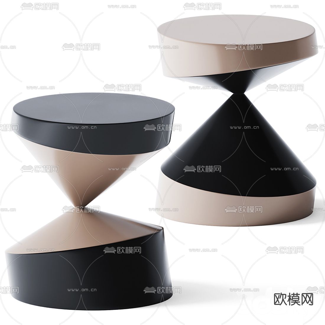 现代边几圆几3d模型
