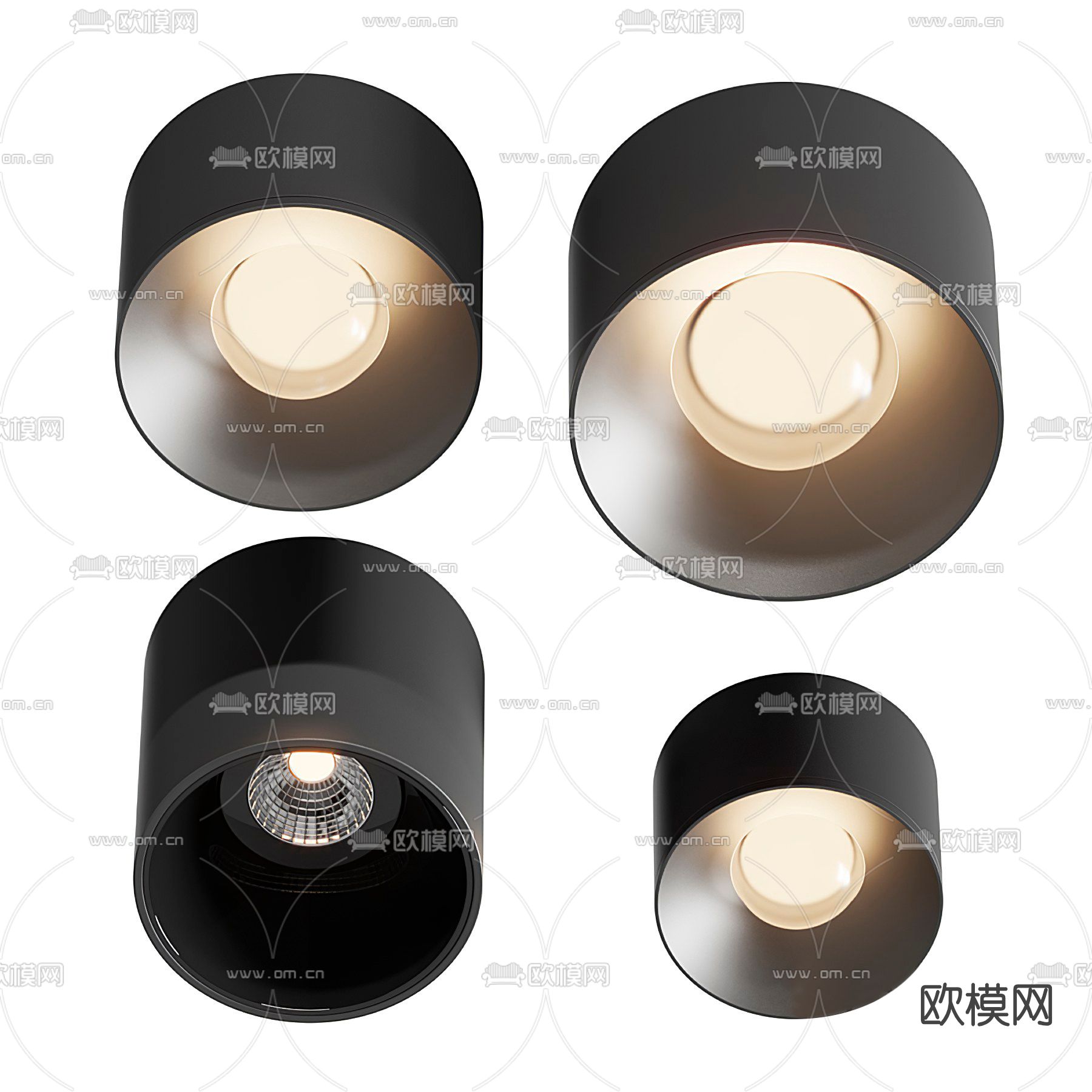 现代明装筒灯射灯3d模型