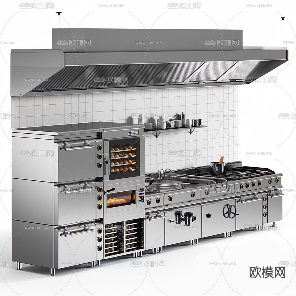 现代中央厨房集成灶3d模型