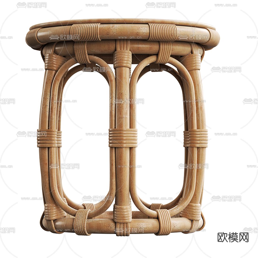 自然风藤编凳子3d模型下载（渲染图4）