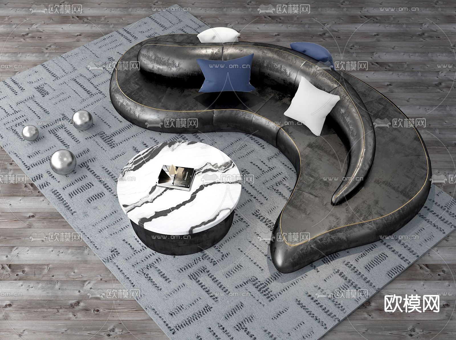 现代茶几异形沙发3d模型