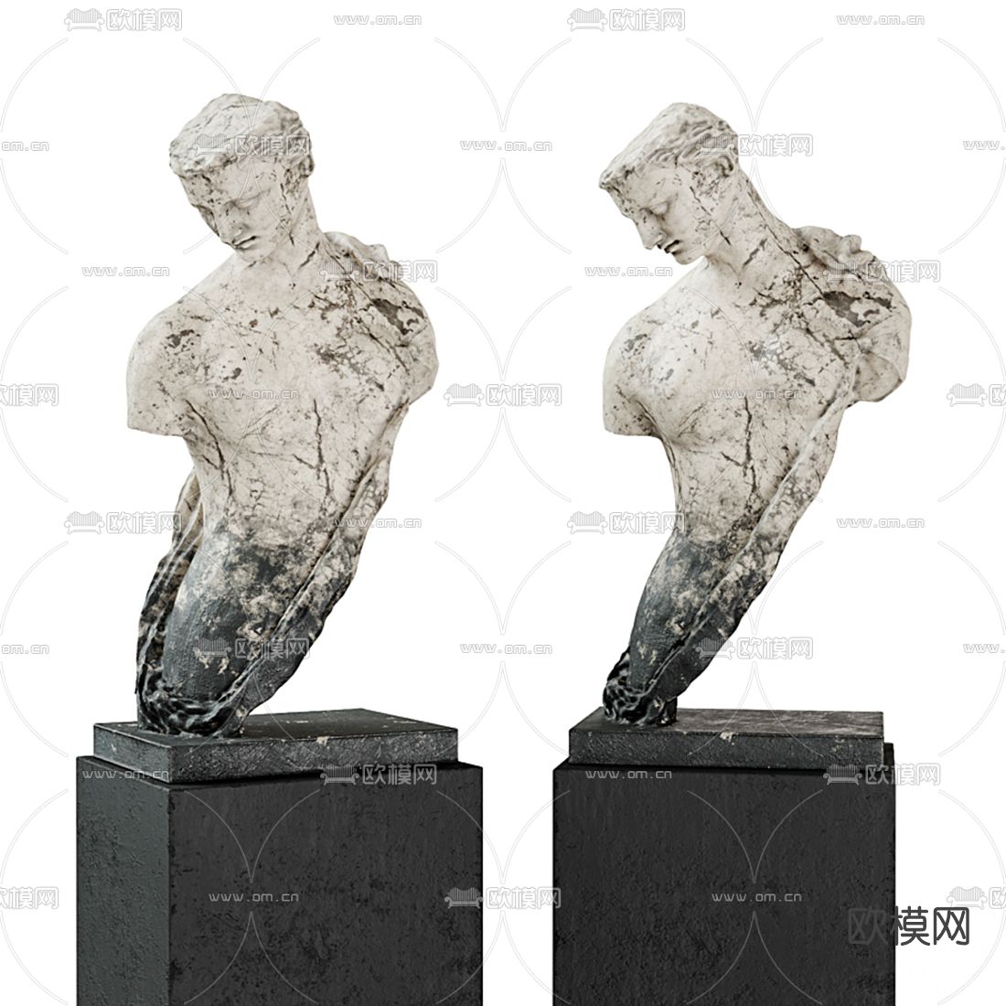现代断臂人物雕塑3d模型