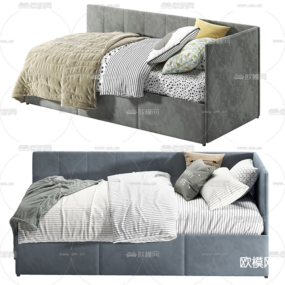 现代布艺沙发床3d模型下载（渲染图2）