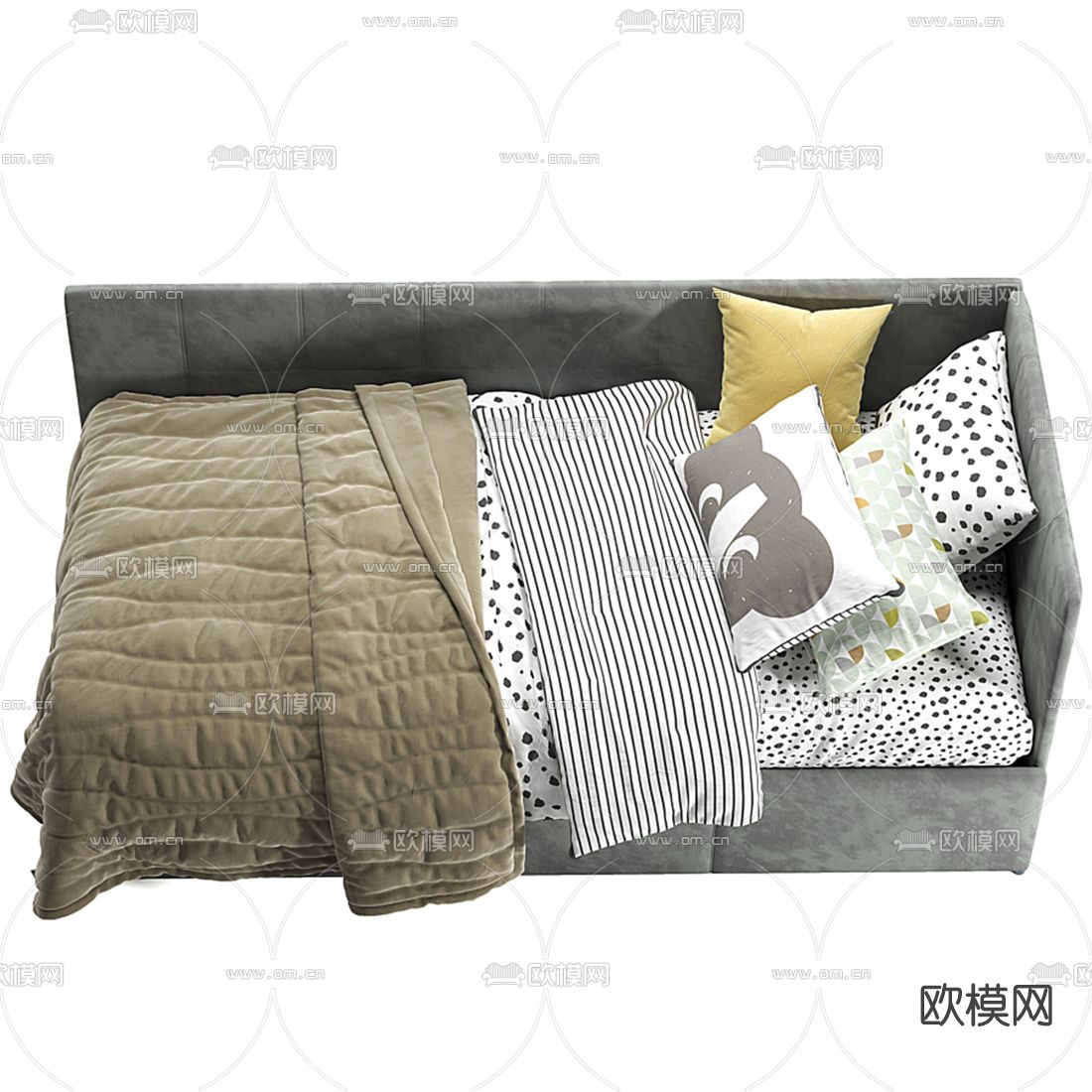现代布艺沙发床3d模型下载（渲染图5）