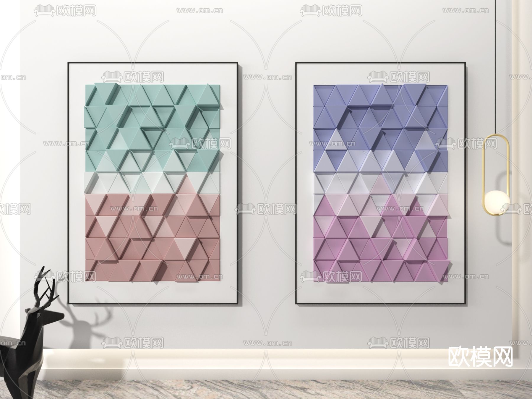 现代几何装饰画3d模型