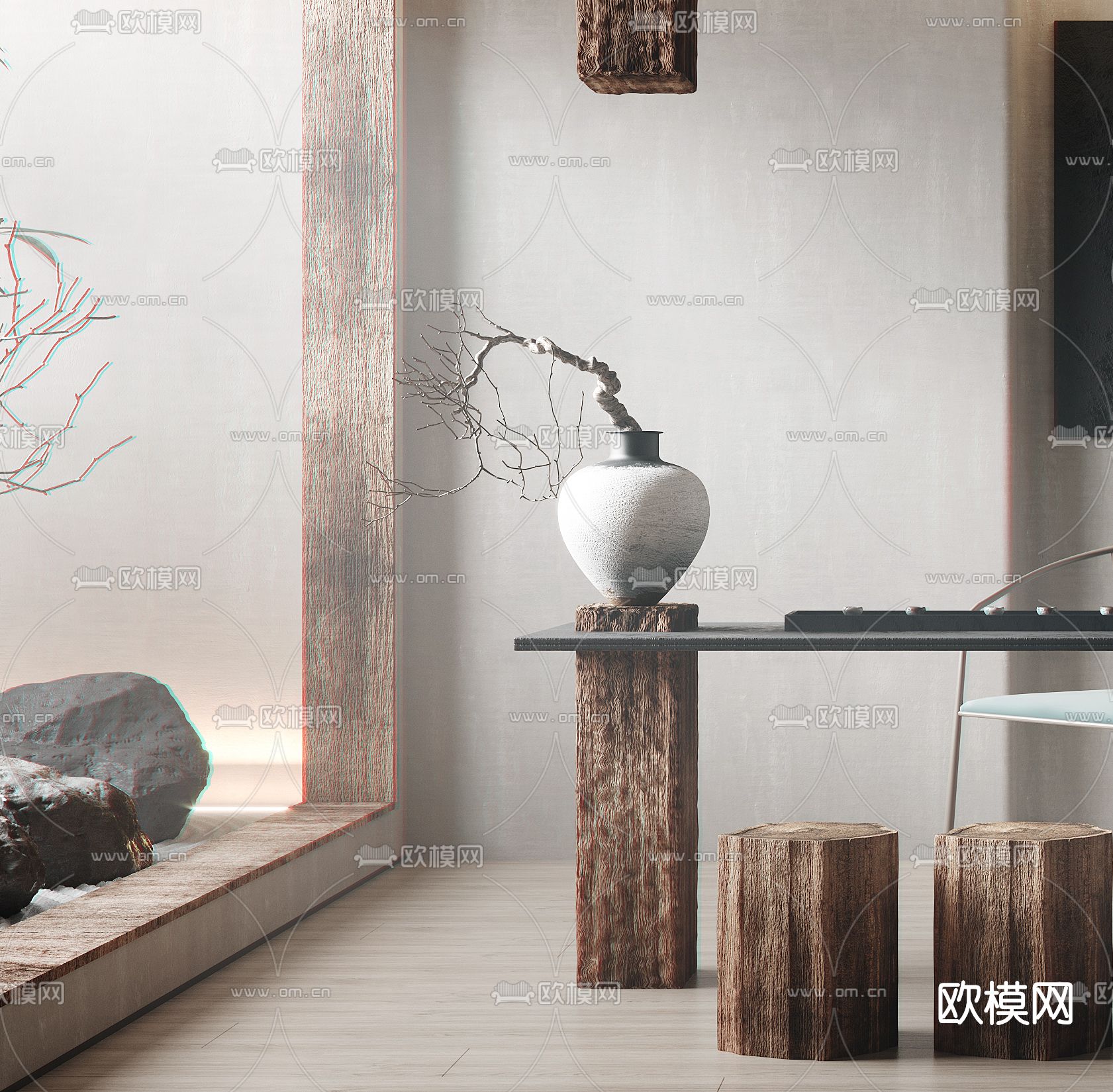 侘寂风茶室3d模型