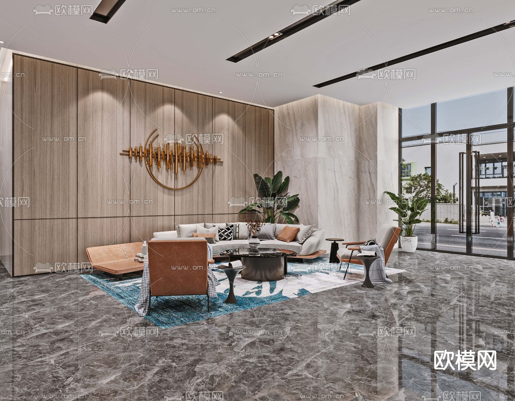 现代写字楼大堂3d模型下载（渲染图4）