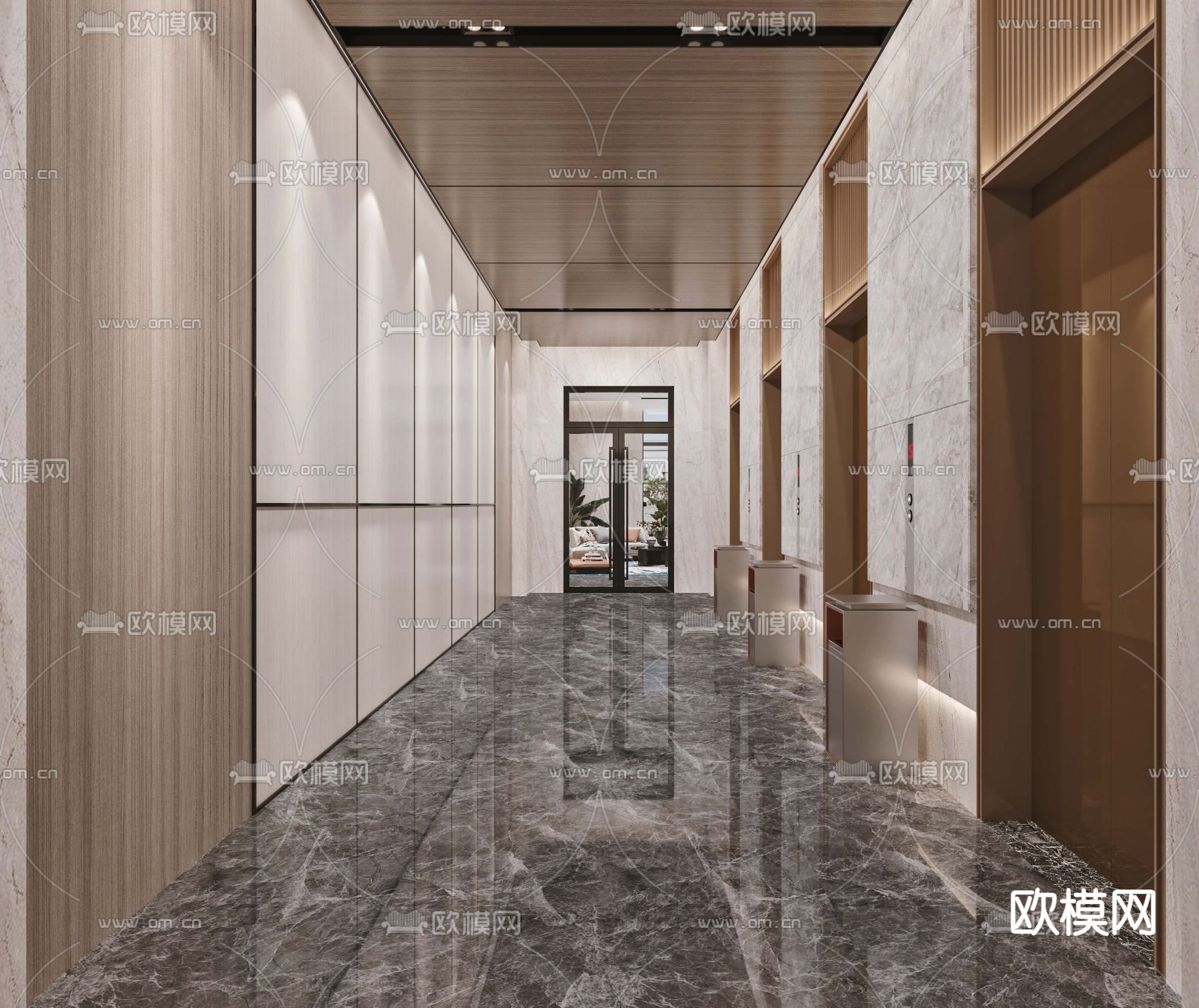 现代写字楼大堂3d模型下载（渲染图3）