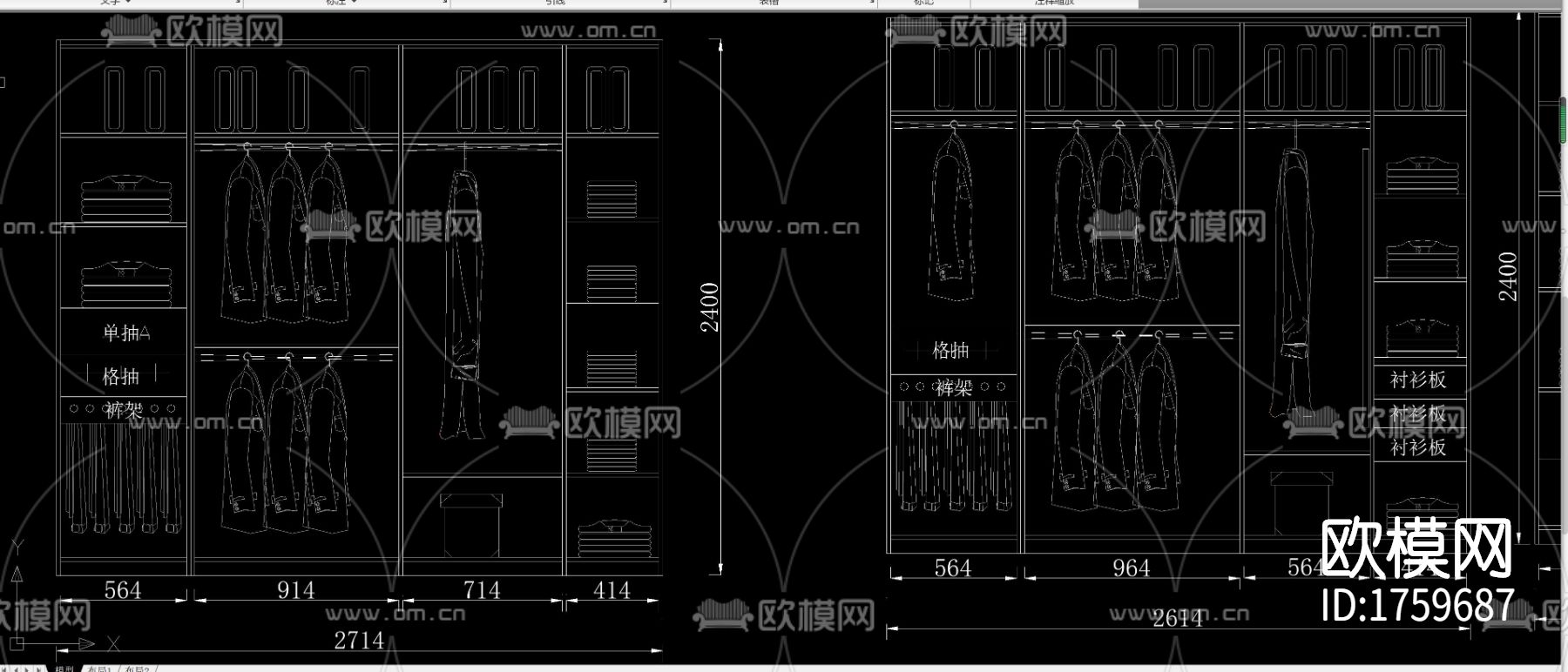衣柜结构cad图库下载（渲染图6）