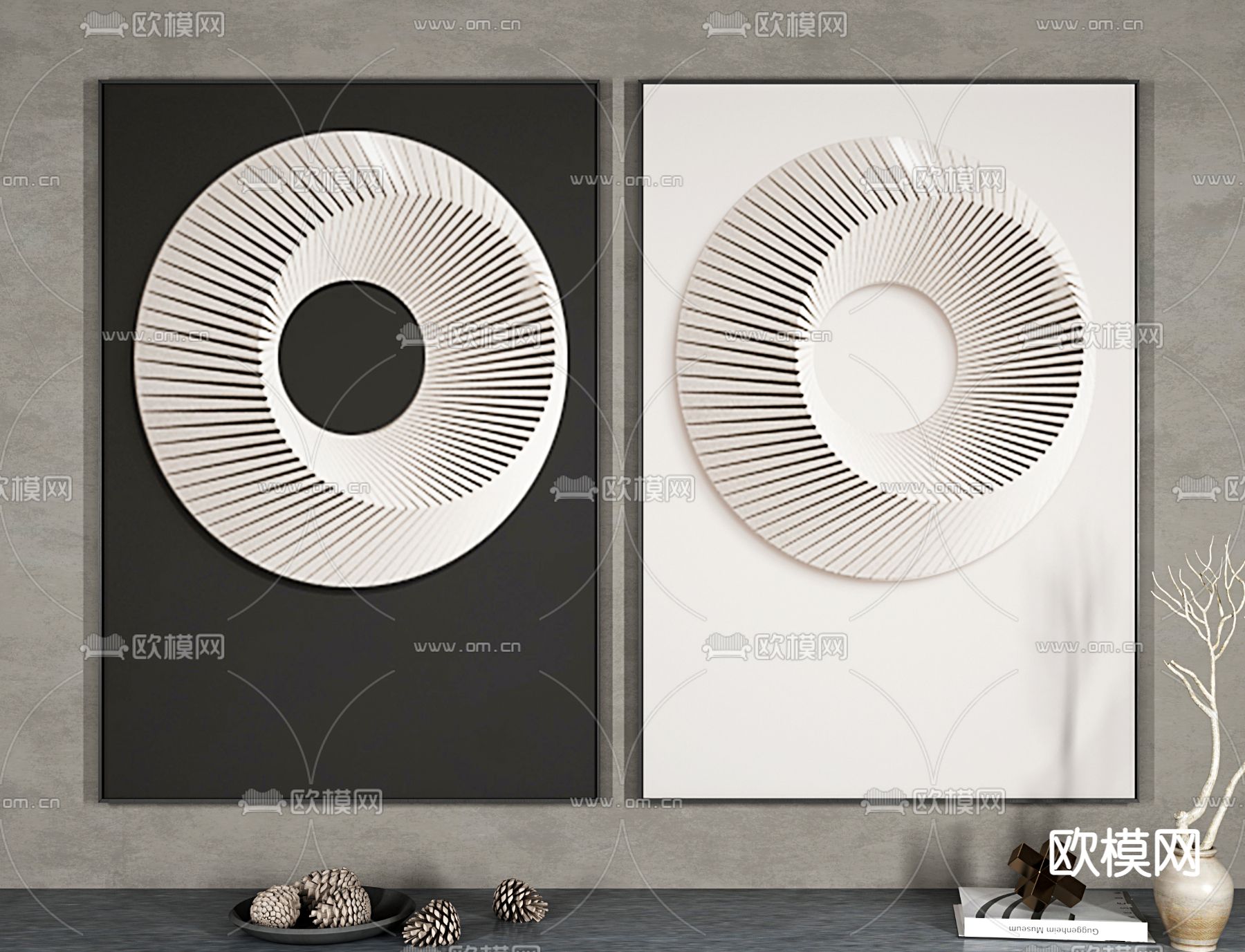 现代抽象装饰画3d模型