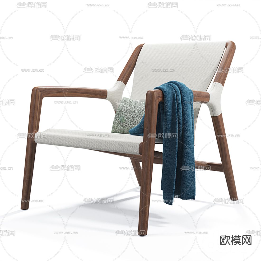 北欧实木休闲椅3d模型