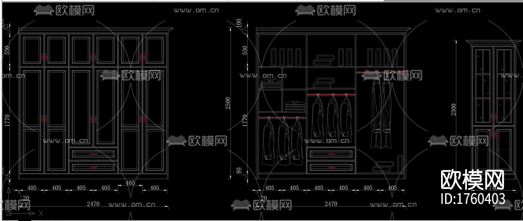 柜体衣柜cad图库下载（渲染图9）