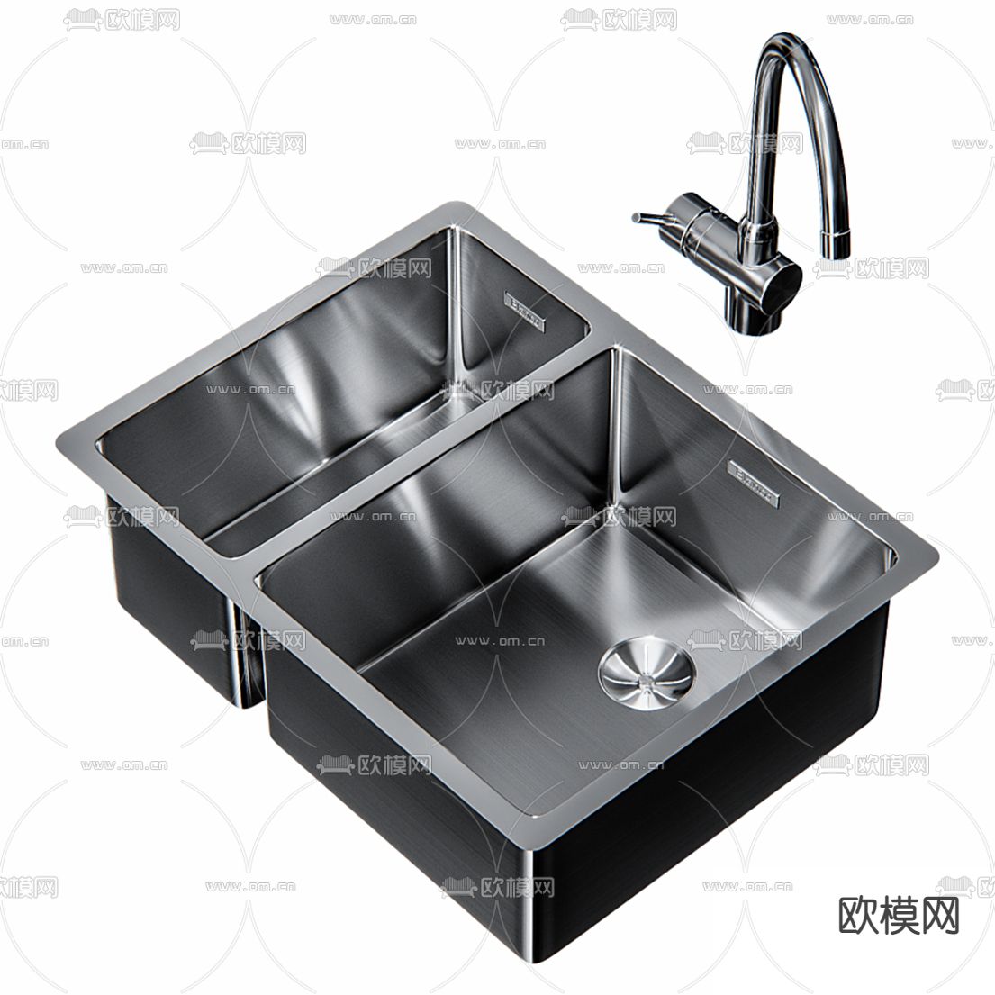 现代不锈钢水槽洗菜盆3d模型