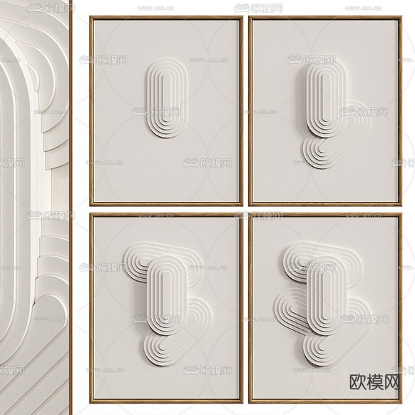 现代立体挂画3d模型下载(渲染图1)
