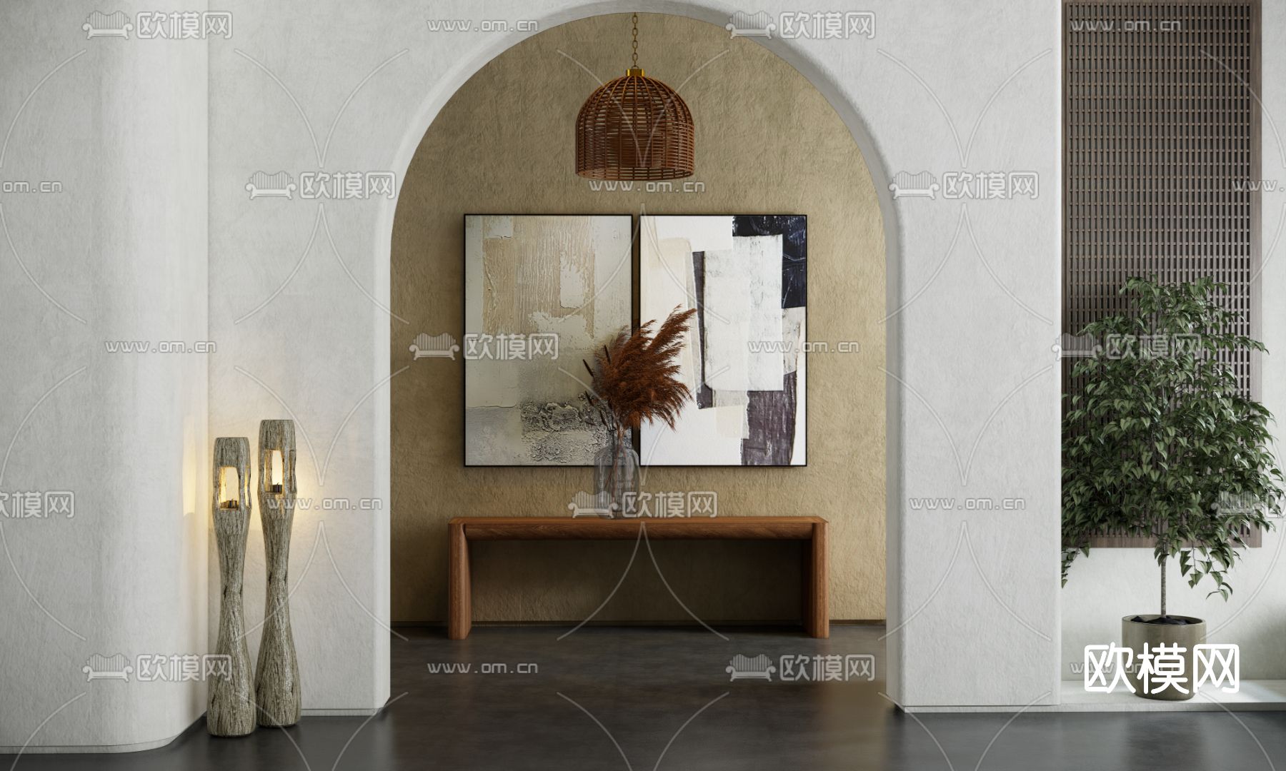 侘寂装饰画挂画su模型下载