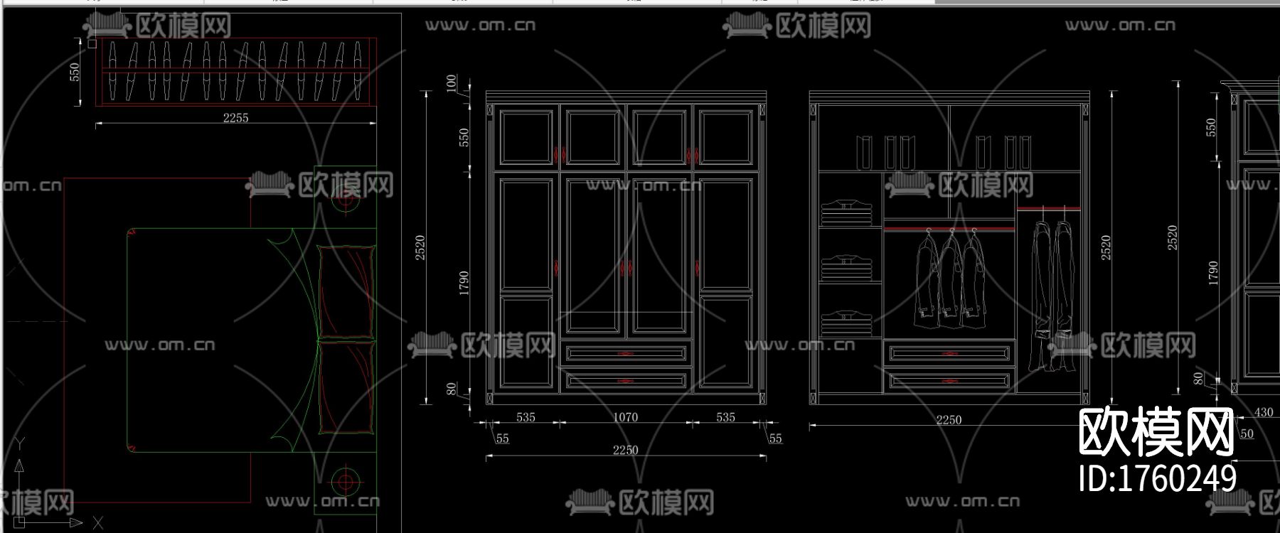 柜体衣柜cad图库下载（渲染图1）