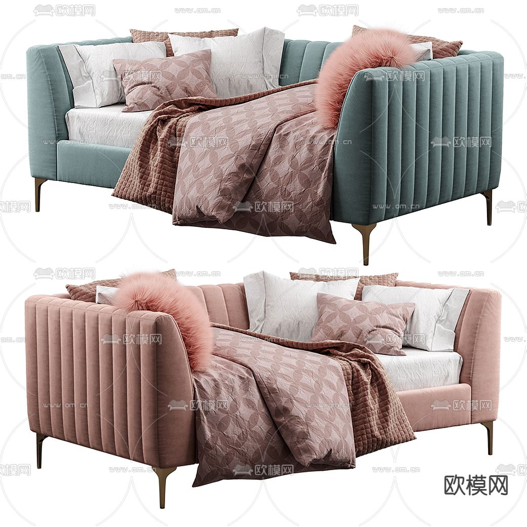 北欧布艺双人沙发3d模型