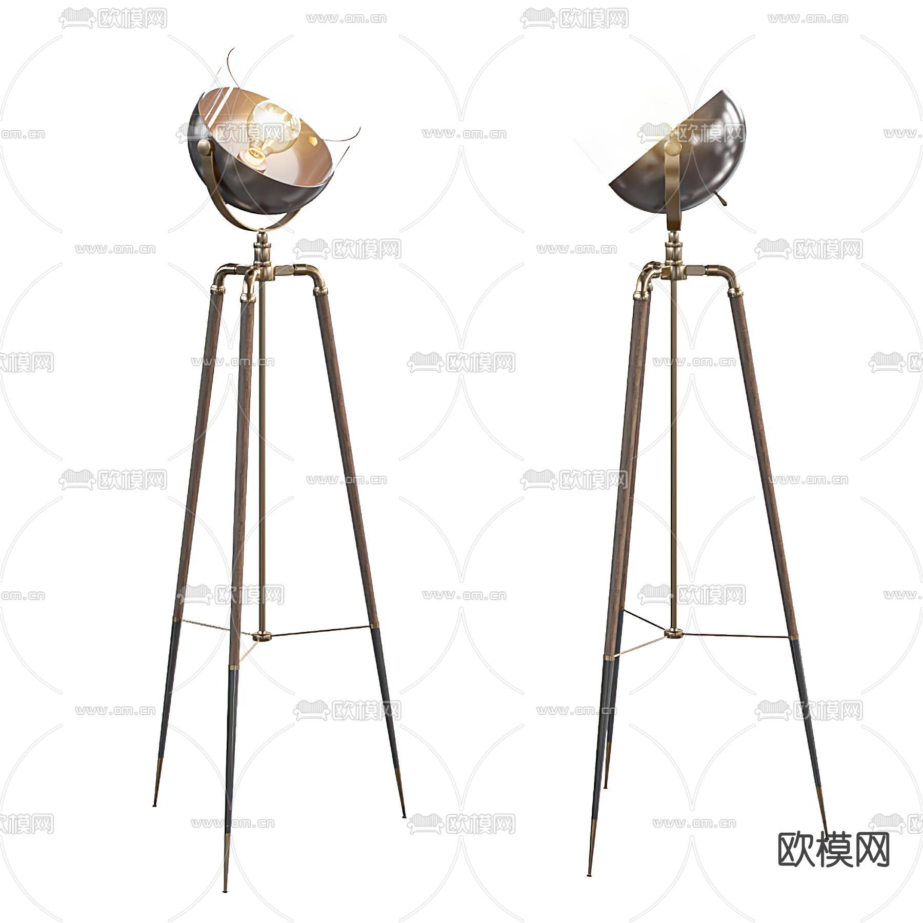 工业风金属落地灯3d模型下载_ID11609143_3dmax免费模型-欧模网