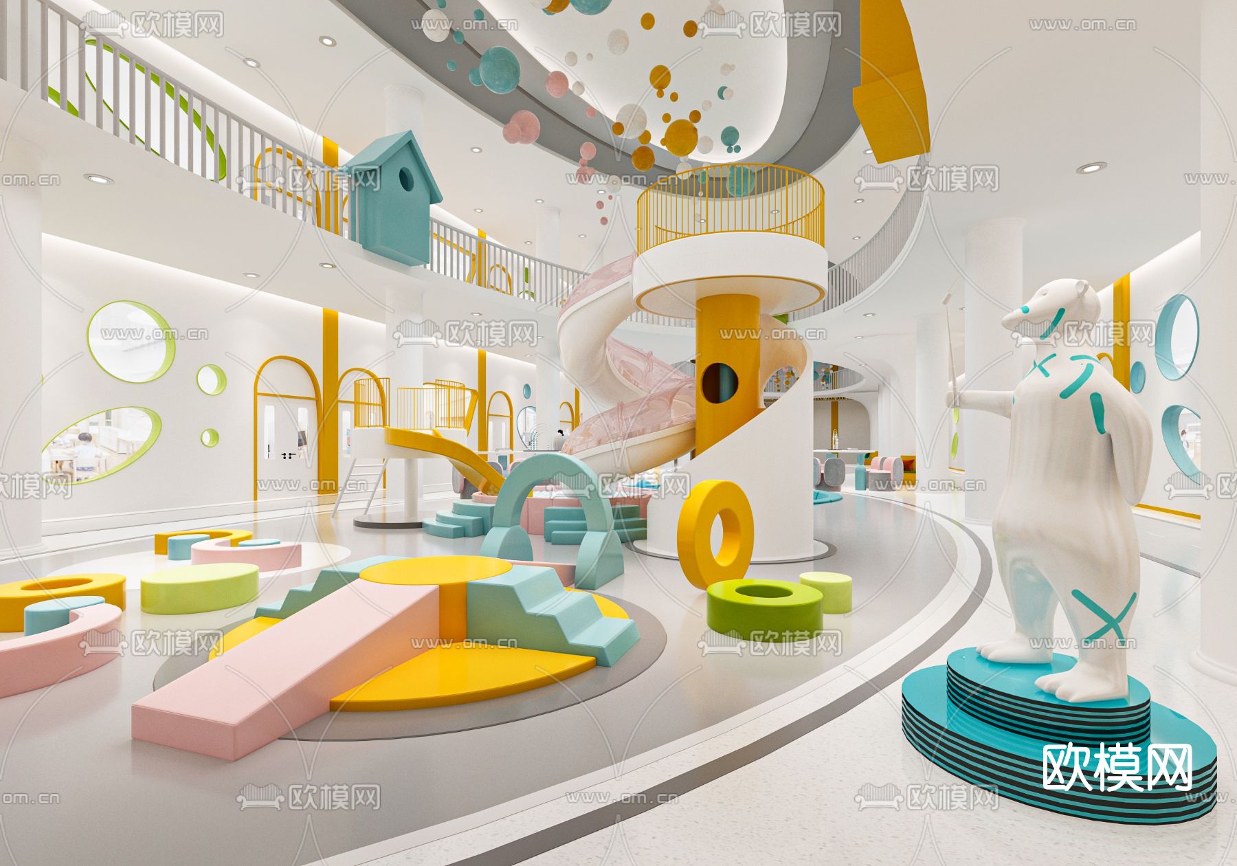 现代幼儿园大厅3d模型