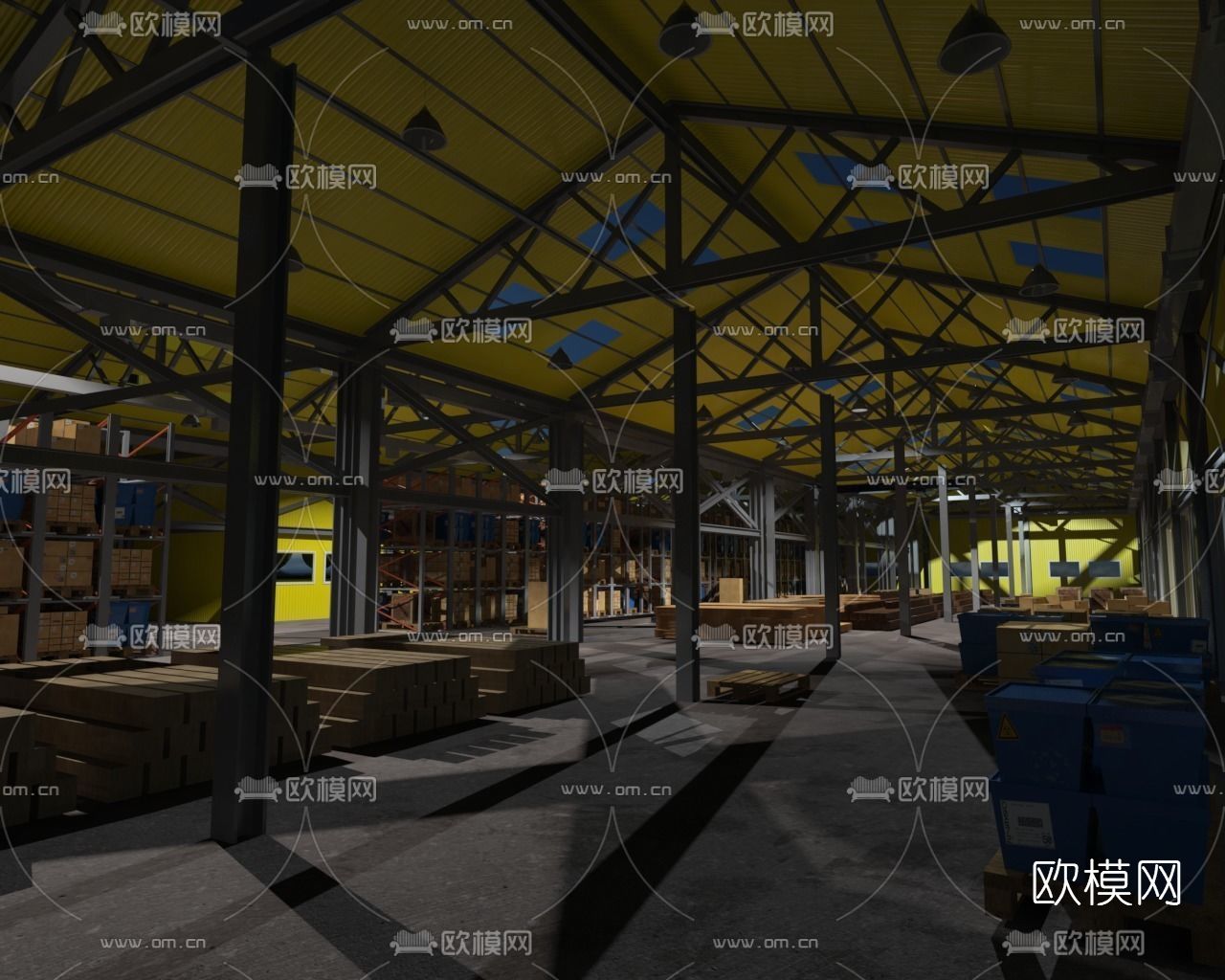 现代建材仓库免费3d模型下载