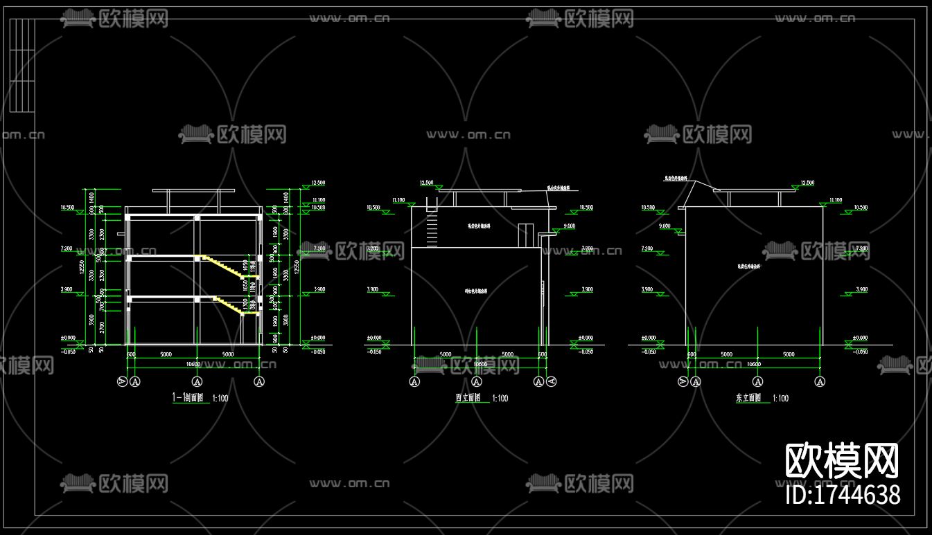徽派建筑cad施工图下载（渲染图8）