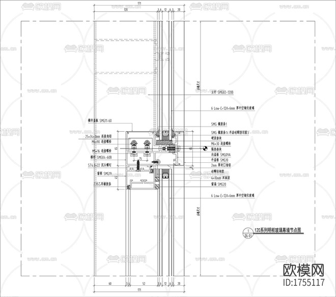 玻璃幕墙cad节点大样图下载(渲染图4)