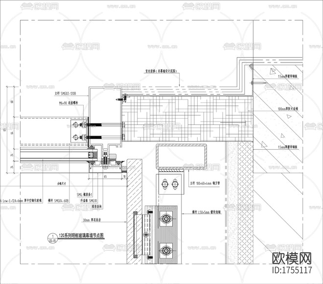 玻璃幕墙cad节点大样图下载(渲染图9)