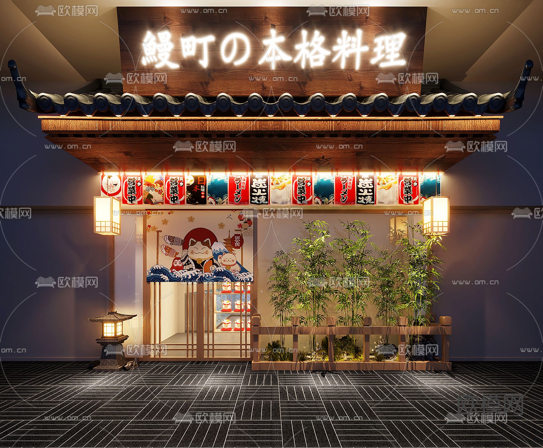 日式日料店门头3d模型下载