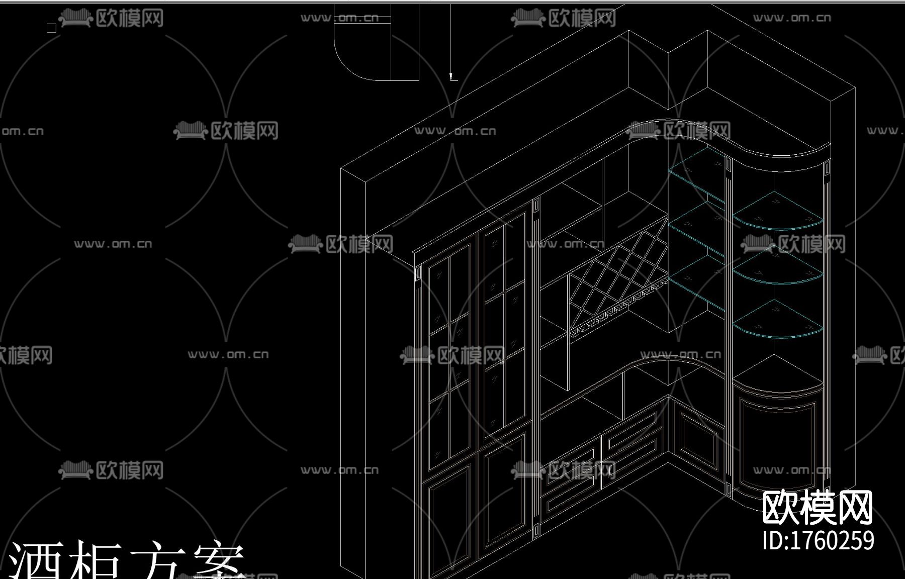 柜体衣柜cad图库下载（渲染图6）