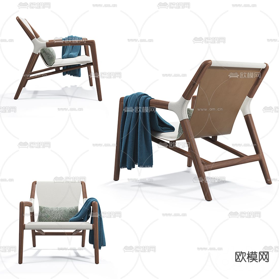 北欧实木休闲椅3d模型