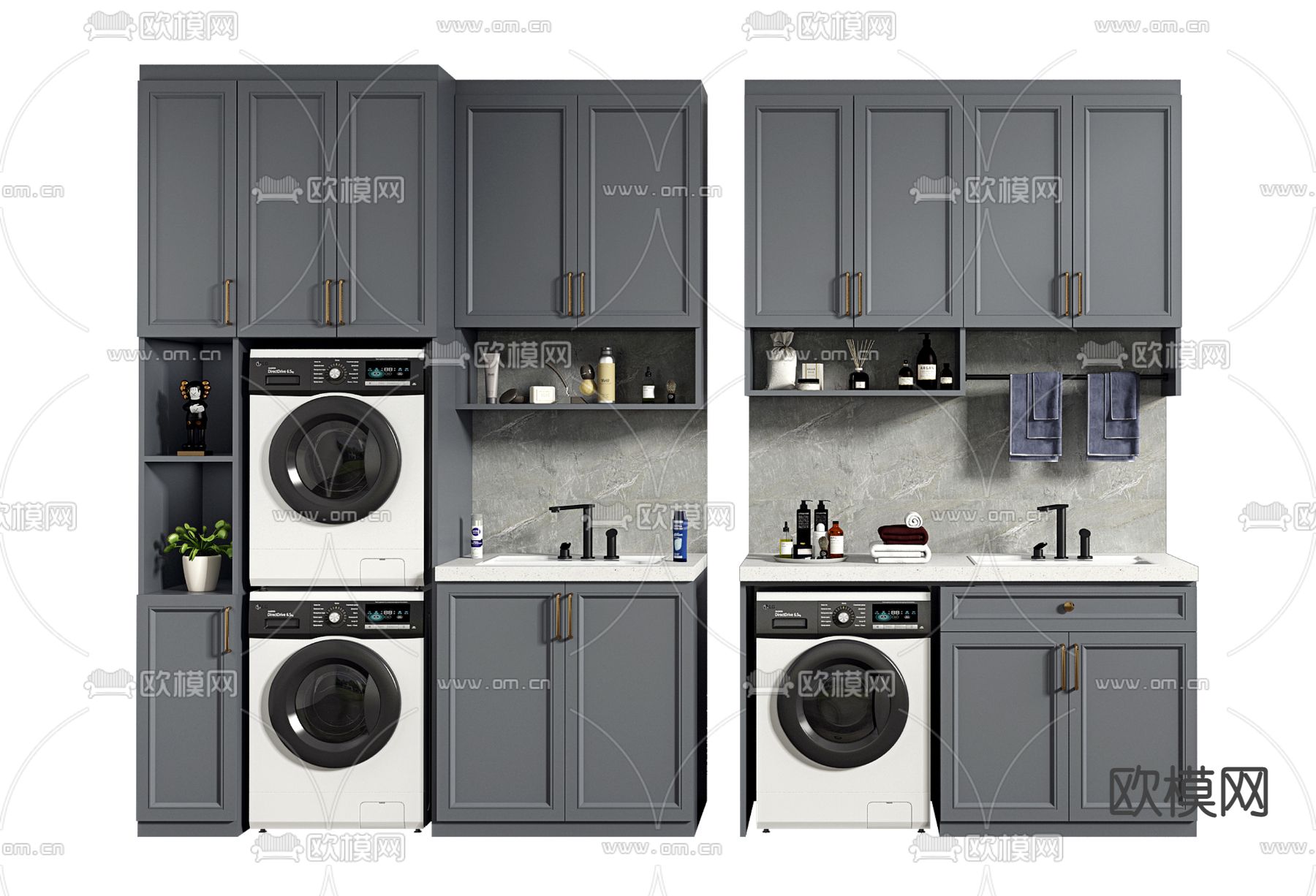 美式洗衣机柜3d模型下载