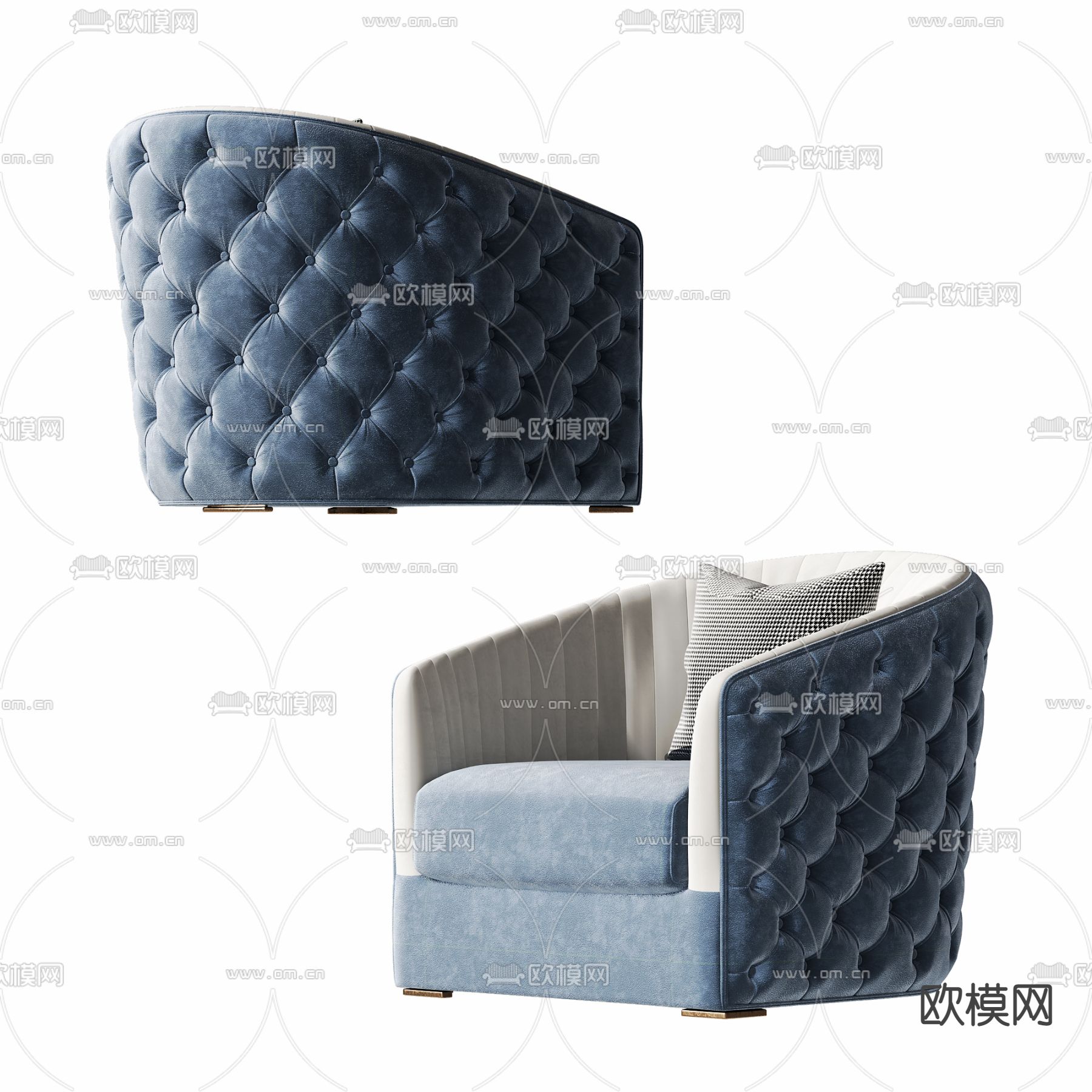 现代布艺单人沙发3d模型下载