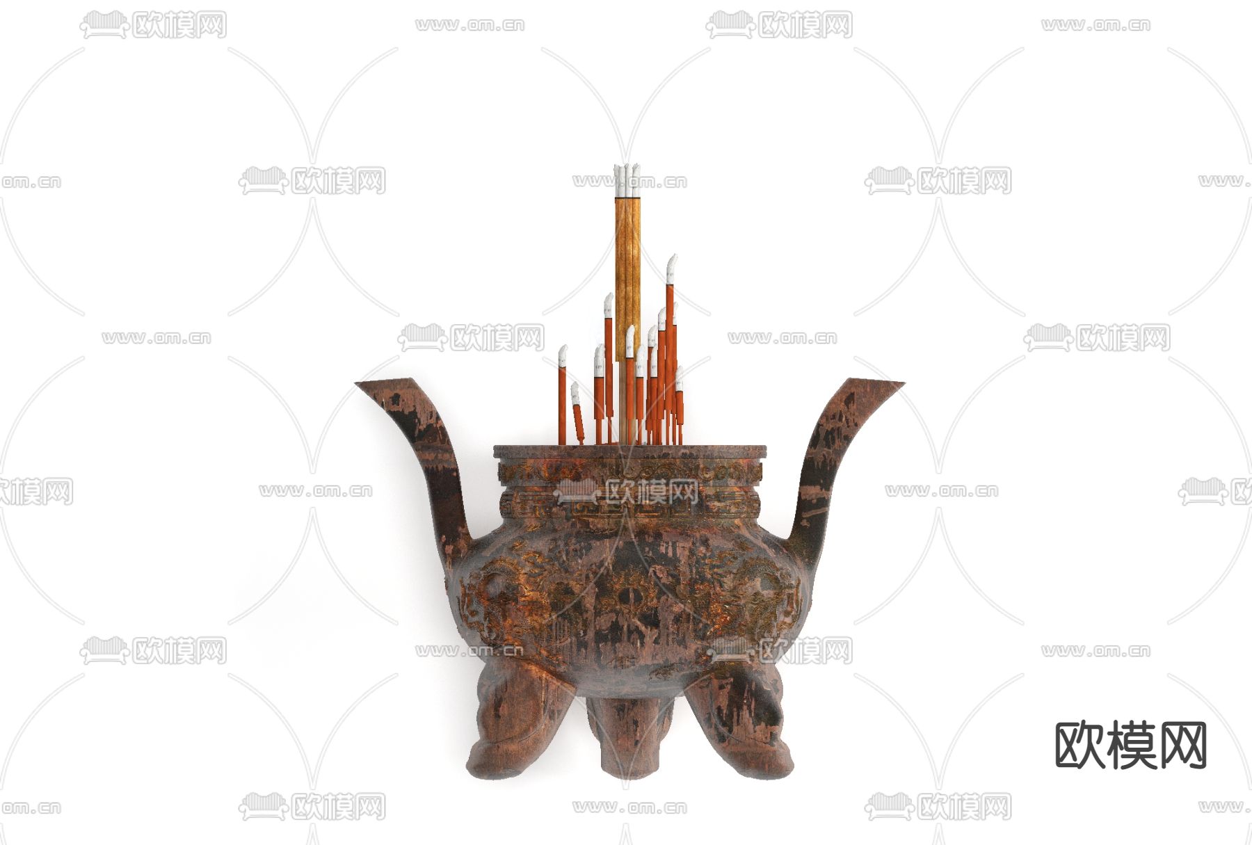 中式香炉免费3d模型下载