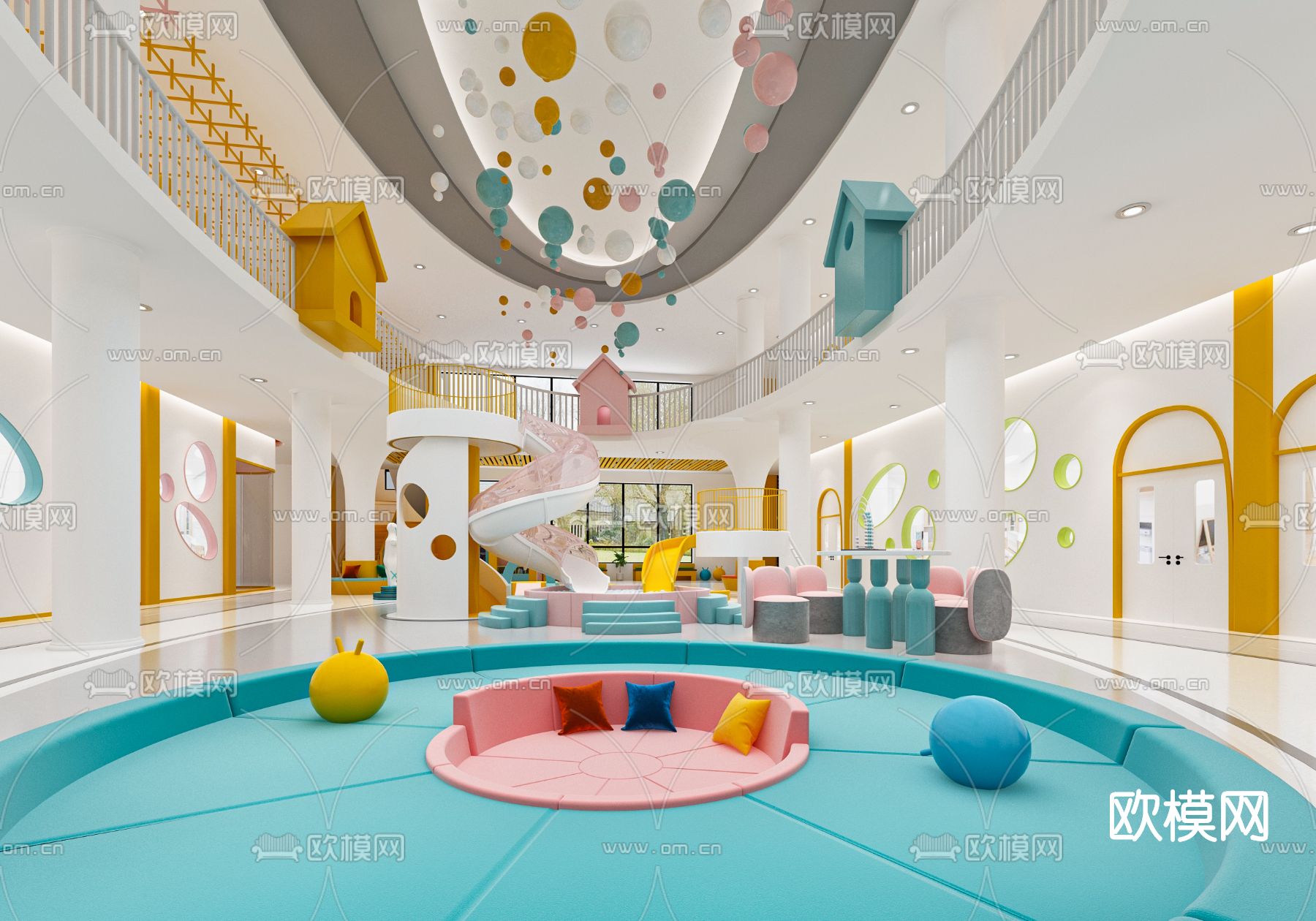 现代幼儿园大厅3d模型