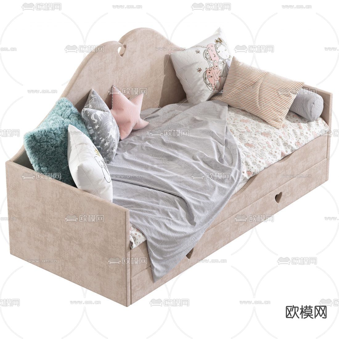 北欧儿童沙发床3d模型下载（渲染图3）