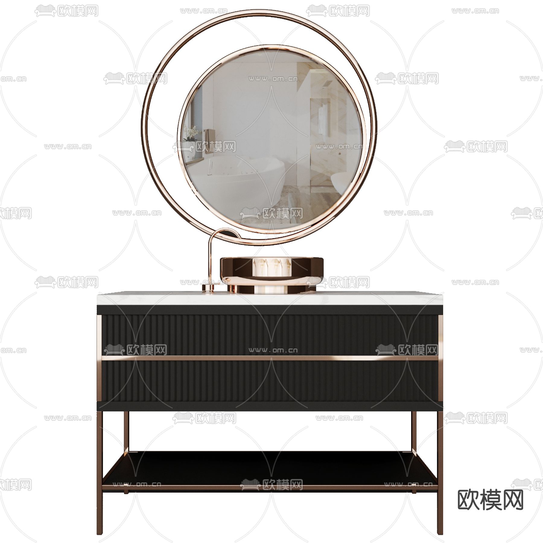 现代轻奢洗手台3d模型